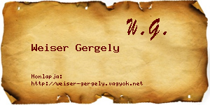 Weiser Gergely névjegykártya